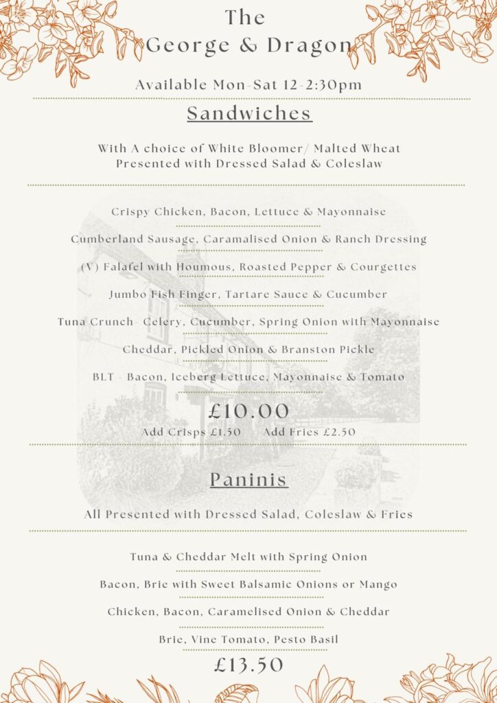Menus - George + Dragon